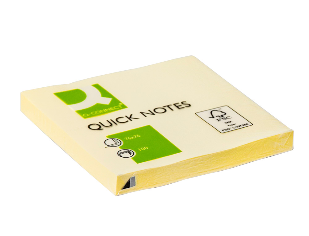 Bloco de notas adesivas q-connect amarelo 75 x 75 mm (12 unidades) ( Imagem 3 de 8 ) - Preview