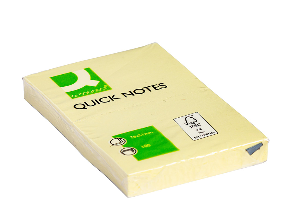 Bloco de notas adesivas q-connect amarelo 50 x 75 mm ( Imagem 2 de 6 ) - Preview