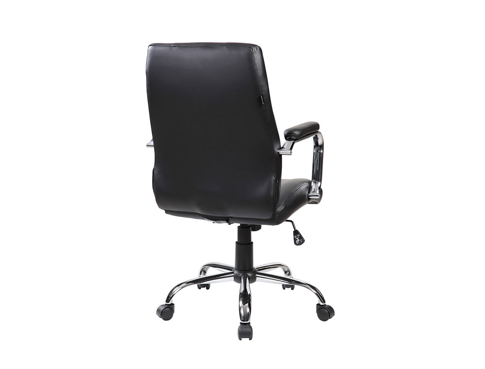 Cadeira de direcao rocada pele com bracos base metalica cromada diametro 700mm costas 730mmx500mm ( Imagem 5 de 6 ) - Preview