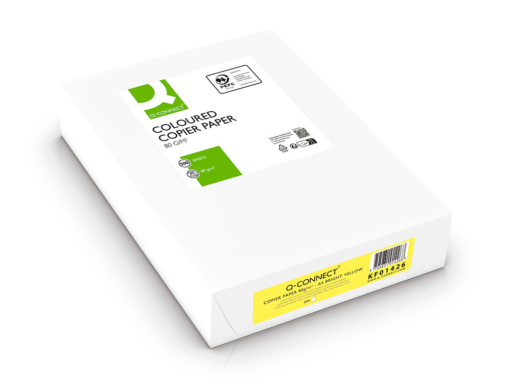 Papel de cor q-connect din a4 80gr amarelo intenso pack de 500 folhas ( Imagem 4 de 12 ) - Preview