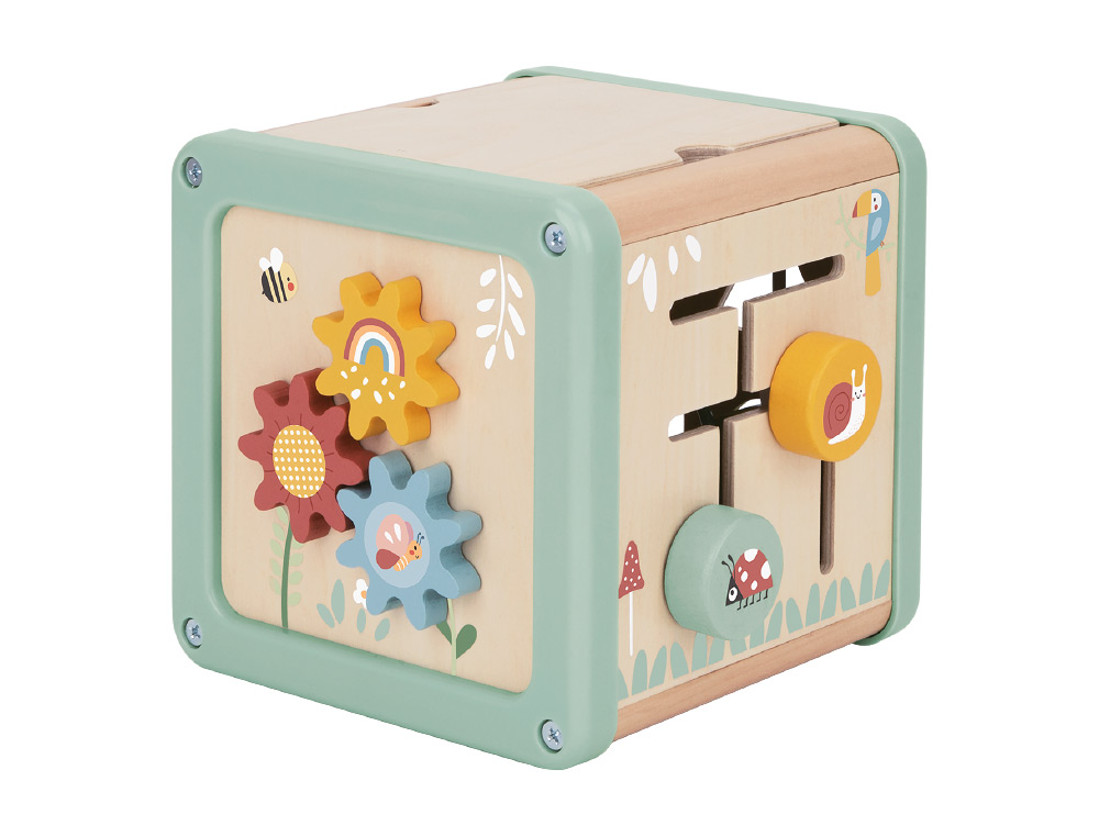 Jogo infantil imaginovo madeira cubo de atividades +18 meses 15,5x15,5x28cm ( Imagem 2 de 10 ) - Preview
