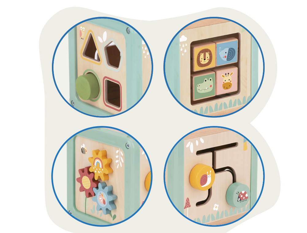 Jogo infantil imaginovo madeira cubo de atividades +18 meses 15,5x15,5x28cm ( Imagem 5 de 10 ) - Preview