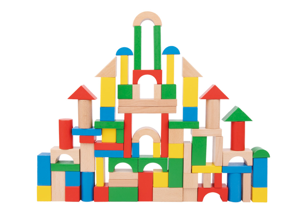 Jogo infantil imaginovo madeira construcao de blocos +12 meses 100 pecas 29x29x3,5cm ( Imagem 2 de 9 ) - Preview