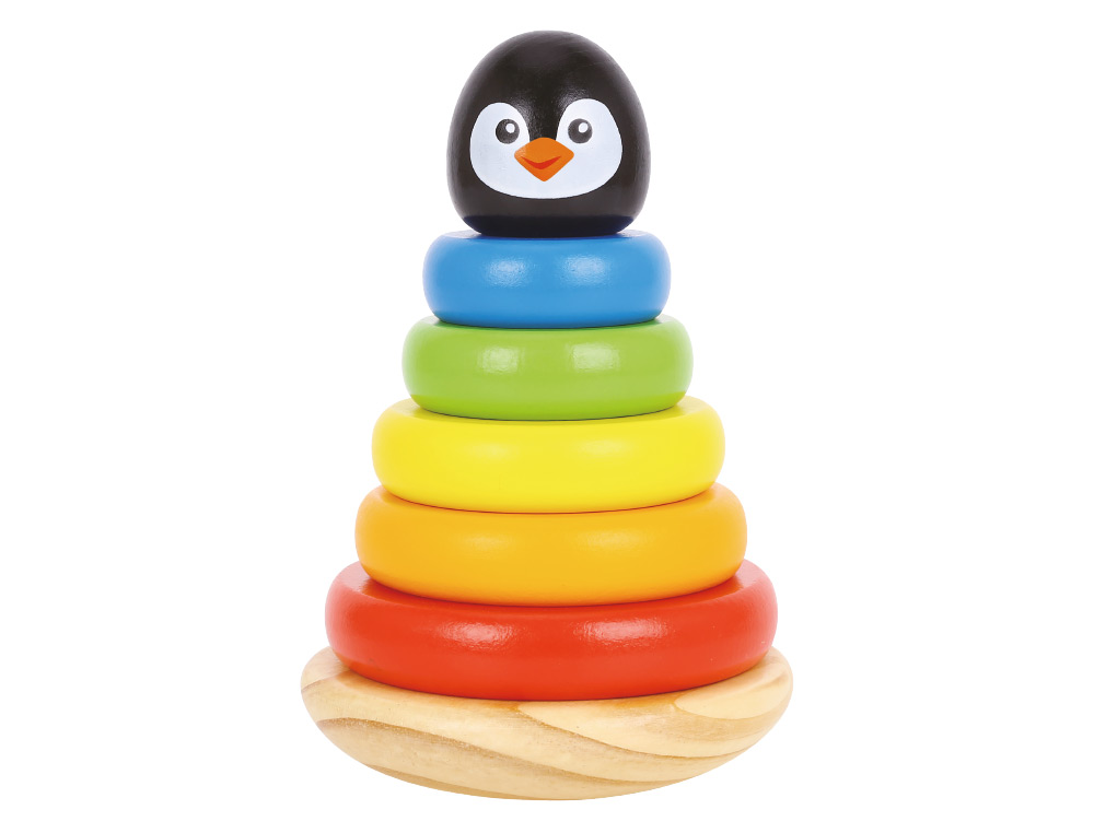 Jogo infantil imaginovo madeira forma de pinguim torre de formas empilhaveis +12 meses 7 pecas 18x12x12cm ( Imagem 2 de 8 ) - Preview