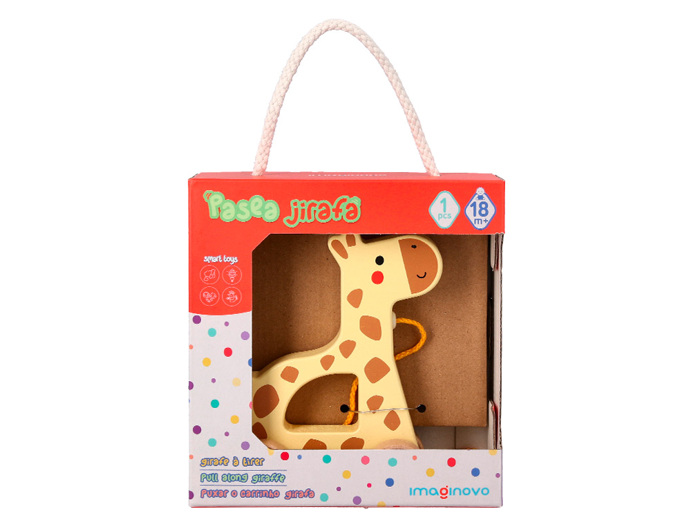 Jogo infantil imaginovo madeira girafa para arrastar com rodas +12 meses 16x12x5,4cm ( Imagem 5 de 9 ) - Preview