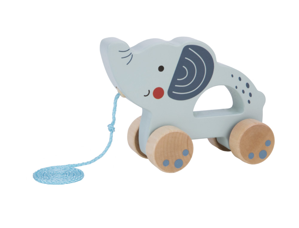 Jogo infantil imaginovo madeira elefante para arrastar com rodas +12 meses 13,4x10x5,4cm ( Imagem 2 de 9 ) - Preview