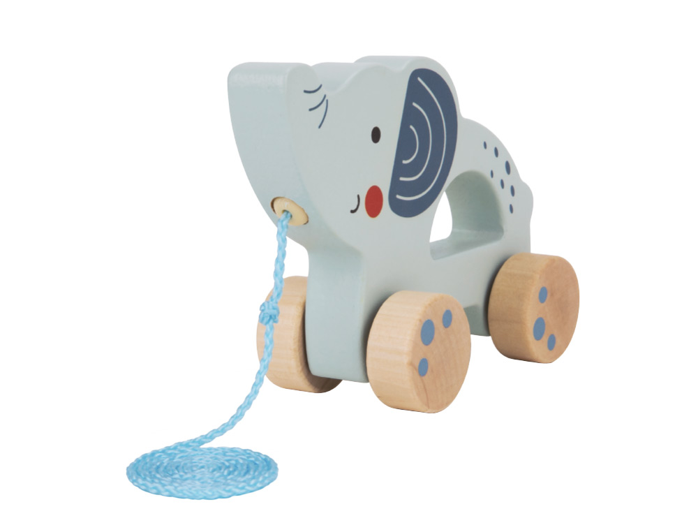 Jogo infantil imaginovo madeira elefante para arrastar com rodas +12 meses 13,4x10x5,4cm ( Imagem 3 de 9 ) - Preview