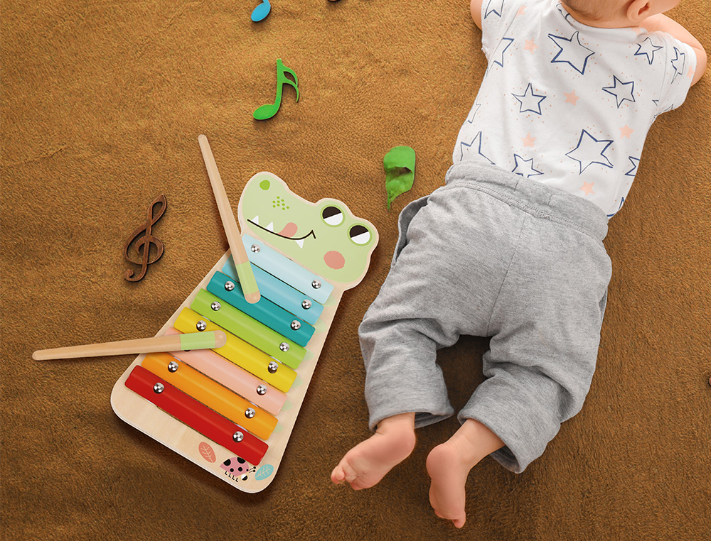 Jogo infantil imaginovo madeira xilofone instrumento musical crocodilo +18 meses 28x14,8x2,5cm ( Imagem 5 de 10 ) - Preview