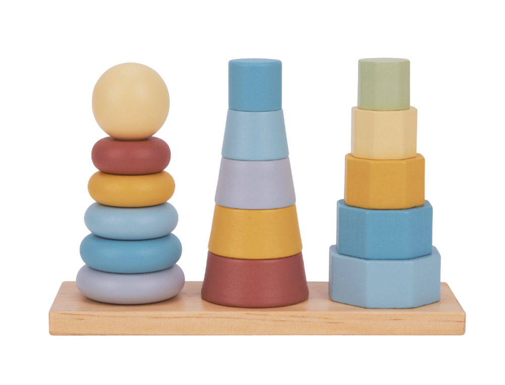 Jogo infantil imaginovo madeira torre de formas empilhaveis +18 meses 17 pecas 28x20x9cm ( Imagem 2 de 9 ) - Preview