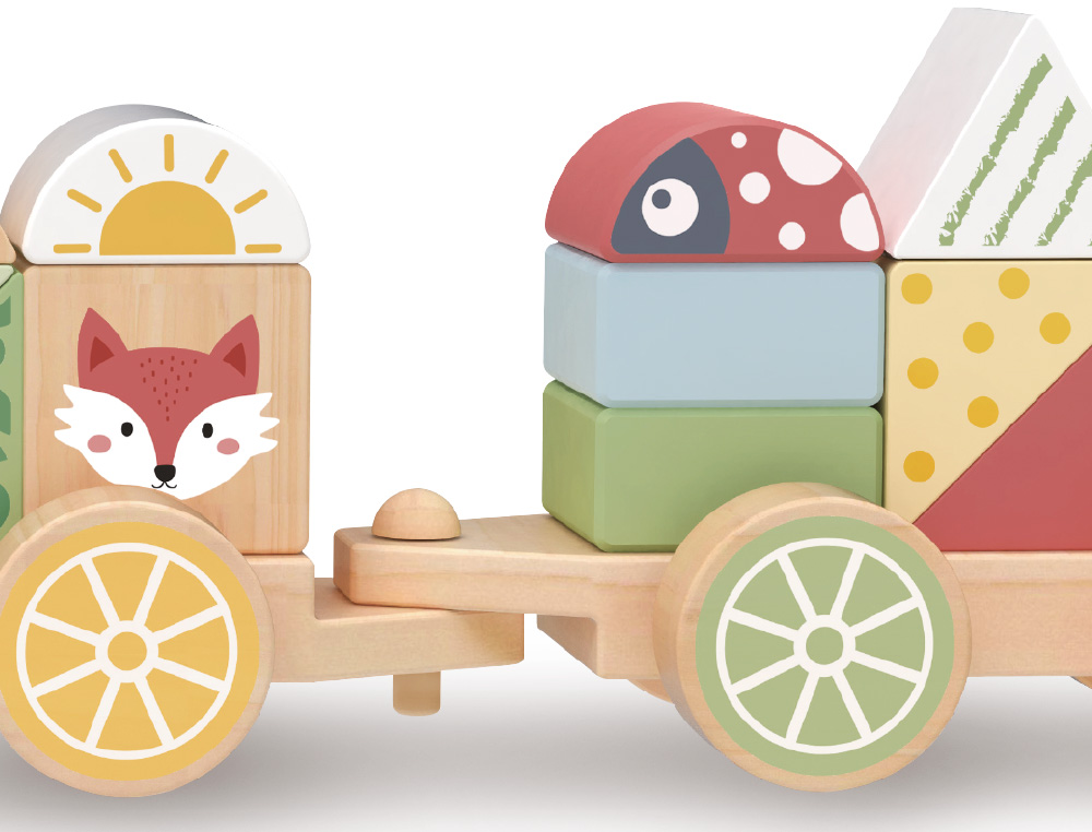 Jogo infantil imaginovo madeira comboio figuras empilhaveis com rodas +18 meses 38x9,5x7,5cm ( Imagem 5 de 9 ) - Preview