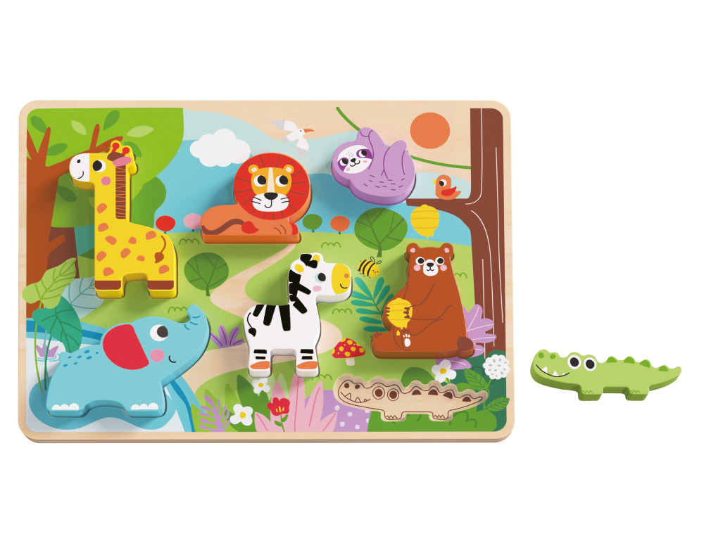 Puzzle infantil imaginovo madeira 3d animais +12 meses 8 pecas 29,5x22x1,7cm ( Imagem 2 de 7 ) - Preview
