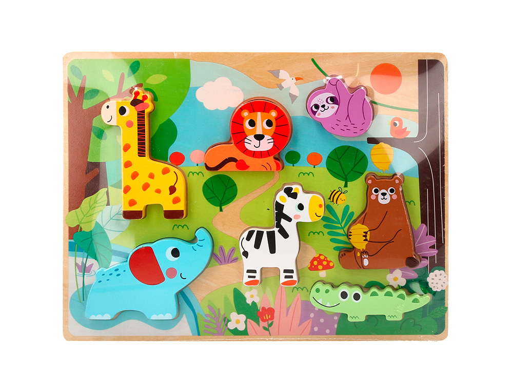 Puzzle infantil imaginovo madeira 3d animais +12 meses 8 pecas 29,5x22x1,7cm ( Imagem 5 de 7 ) - Preview