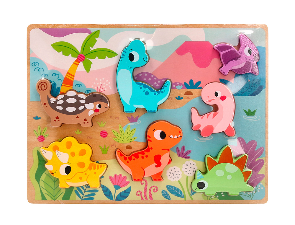 Puzzle infantil imaginovo madeira 3d dinossauros +12 meses 8 pecas 29,5x22x1,7cm ( Imagem 5 de 7 ) - Preview