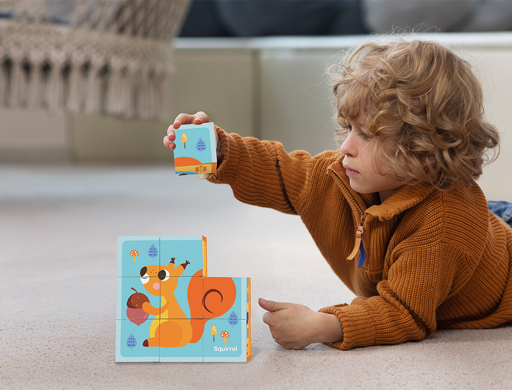 Puzzle infantil imaginovo madeira cubos de animais +24 meses 15 pecas inclui 12 padroes 22x22x6,4cm ( Imagem 5 de 9 ) - Preview