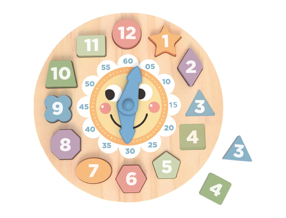 Jogo infantil imaginovo madeira relogio +3 anos 13 pecas 29x29x3,5cm ( Imagem 2 de 7 ) - Preview