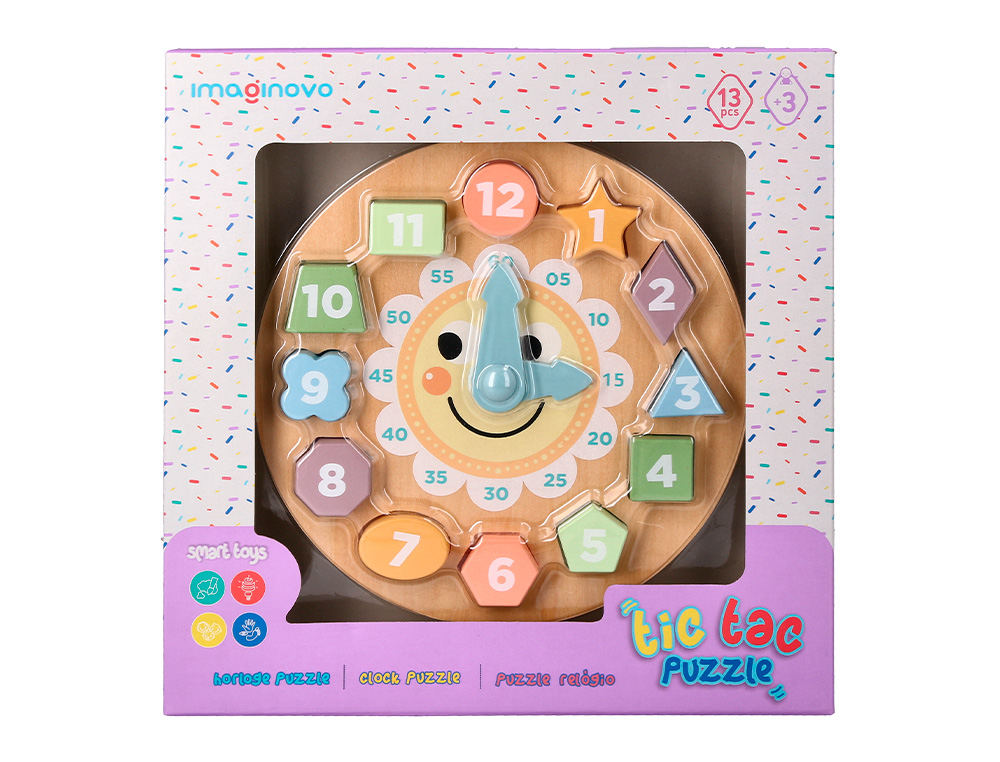 Jogo infantil imaginovo madeira relogio +3 anos 13 pecas 29x29x3,5cm ( Imagem 4 de 7 ) - Preview