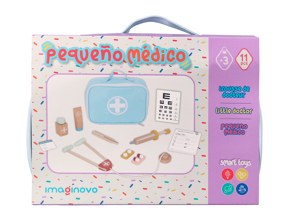 Jogo infantil imaginovo madeira mala de medico +3 anos 11 pecas 24,5x18x10cm ( Imagem 5 de 8 ) - Preview