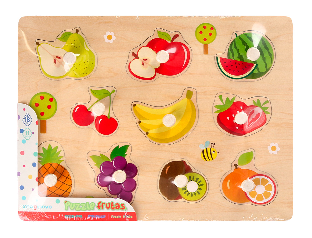 Puzzle infantil imaginovo madeira frutas +18 meses 10 pecas 30x22,5x1,5cm ( Imagem 2 de 5 ) - Preview