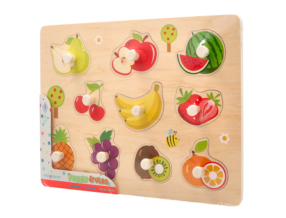 Puzzle infantil imaginovo madeira frutas +18 meses 10 pecas 30x22,5x1,5cm ( Imagem 4 de 5 ) - Preview
