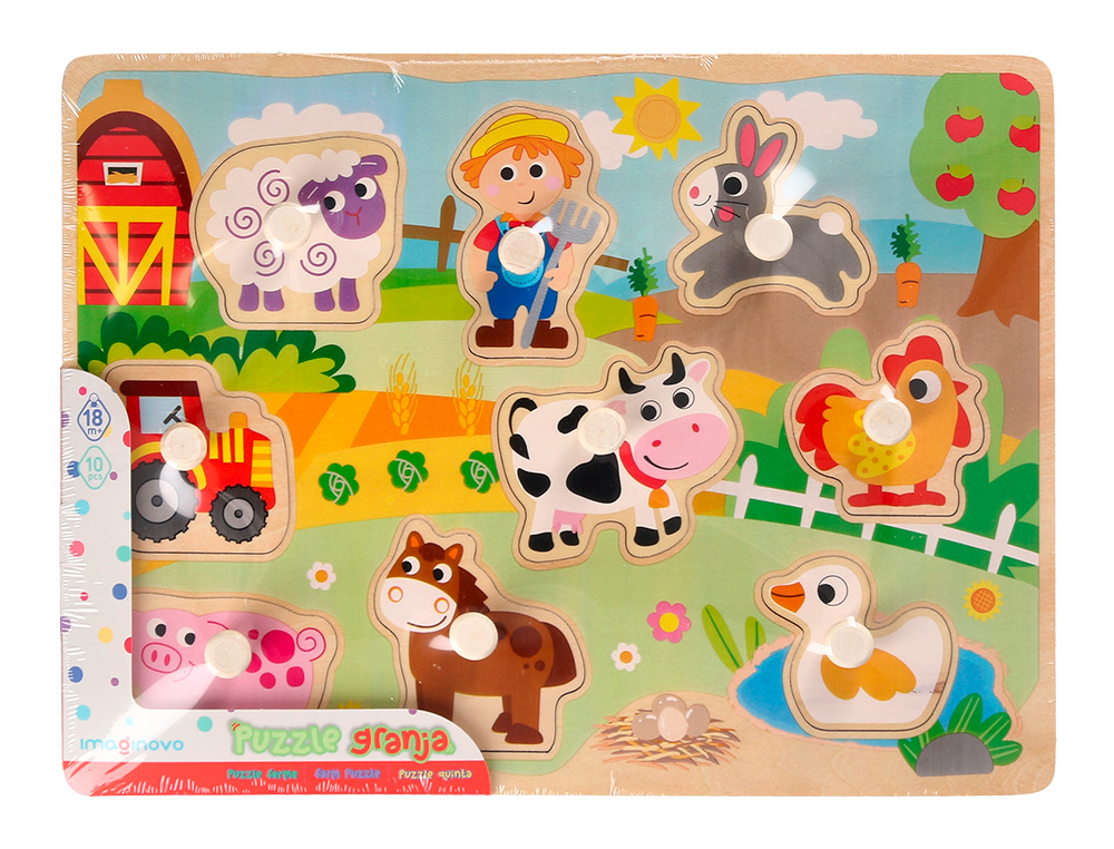 Puzzle infantil imaginovo madeira quinta +18 meses 9 pecas 30x22,5x1,5cm ( Imagem 2 de 5 ) - Preview