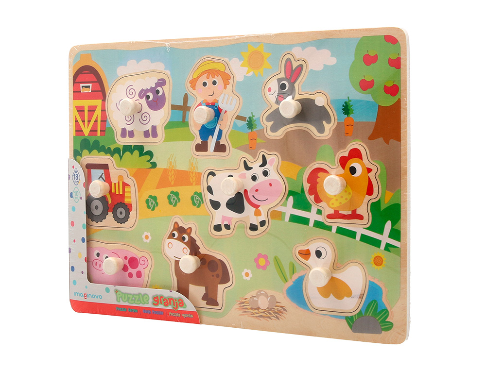 Puzzle infantil imaginovo madeira quinta +18 meses 9 pecas 30x22,5x1,5cm ( Imagem 4 de 5 ) - Preview