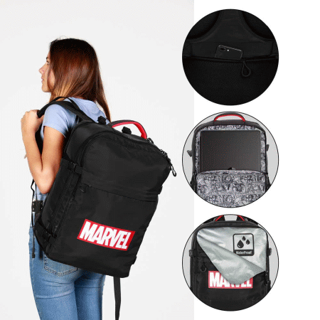 Marvel Comics Mochila de Viagem Mercury Grande 47x23x33cm, Preta ( Imagem 5 de 5 ) - Preview