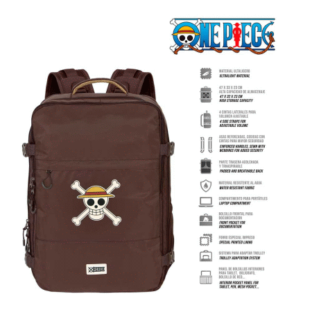 One Piece Skull Mochila de Viagem Mercury Grande 47x23x33cm, Marrom ( Imagem 3 de 5 ) - Preview