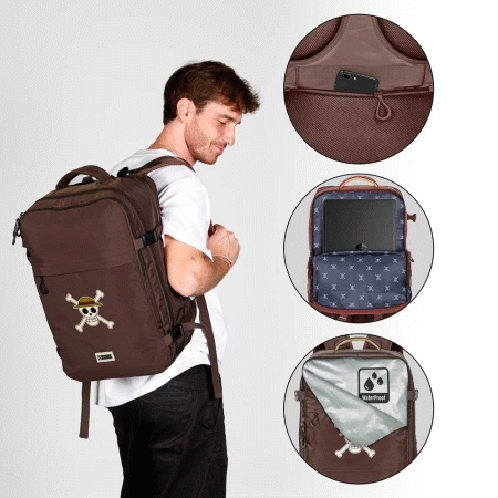 One Piece Skull Mochila de Viagem Mercury Grande 47x23x33cm, Marrom ( Imagem 5 de 5 ) - Preview