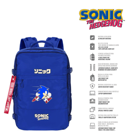 Sonic The Hedgehog - SEGA Action Mochila Mercury Viagem Cabine Avião 40x20x25cm, Azul ( Imagem 3 de 5 ) - Preview