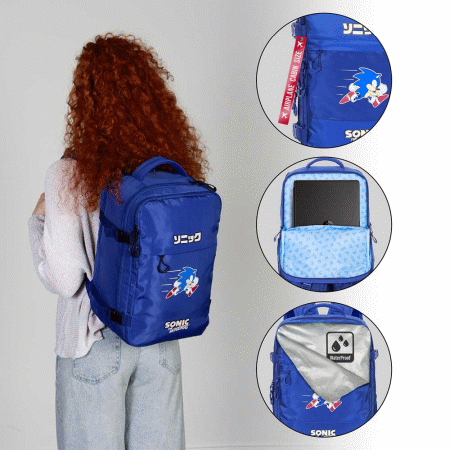 Sonic The Hedgehog - SEGA Action Mochila Mercury Viagem Cabine Avião 40x20x25cm, Azul ( Imagem 5 de 5 ) - Preview