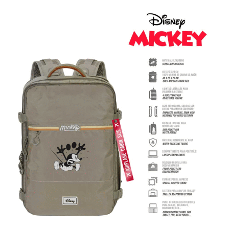Disney Mickey Mouse Face Mochila Mercury Viagem Cabine Avião 40x20x25cm, Multicolorido ( Imagem 3 de 5 ) - Preview