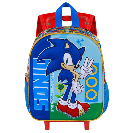 Sonic The Hedgehog - SEGA Unstoppable Mochila 3D com Rodas Pequena, Azul ( Imagem 3 de 5 ) - Preview