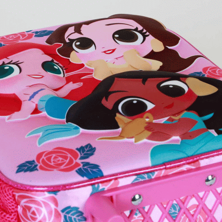 Disney Princesas Flowers Mochila 3D com Rodas Pequena, Rosa ( Imagem 2 de 5 ) - Preview