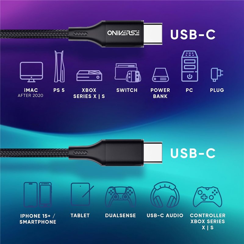Oniverse - Cabo USB-C to USB-C (3 Metros) ( Imagem 2 de 2 ) - Preview
