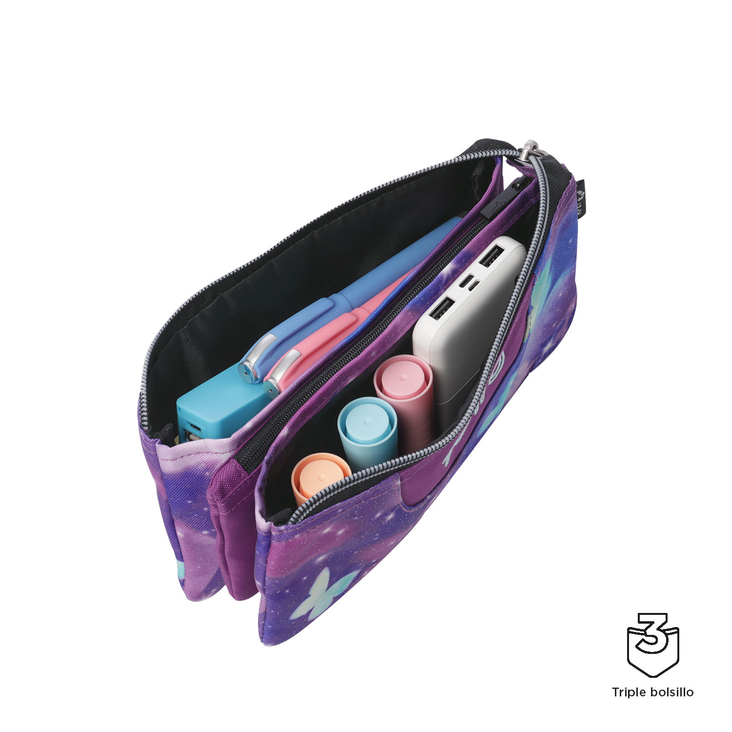 Estojo Escolar Totto Tablero 5Q6 Glitter 2025 Triplo Ac52Eco0122511Z5Q6 ( Imagem 3 de 4 ) - Preview