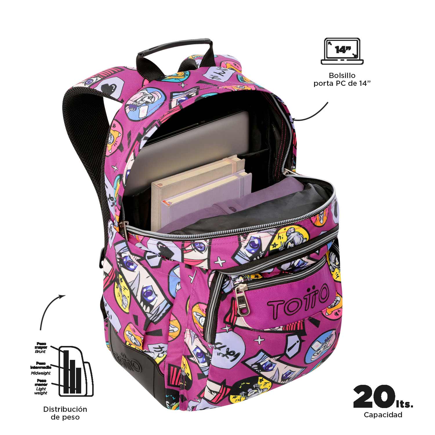 Mochila Totto Rayol 1Kc 2025 44X33X13,5Cm Ma04Eco0022516N1Kc ( Imagem 3 de 3 ) - Preview