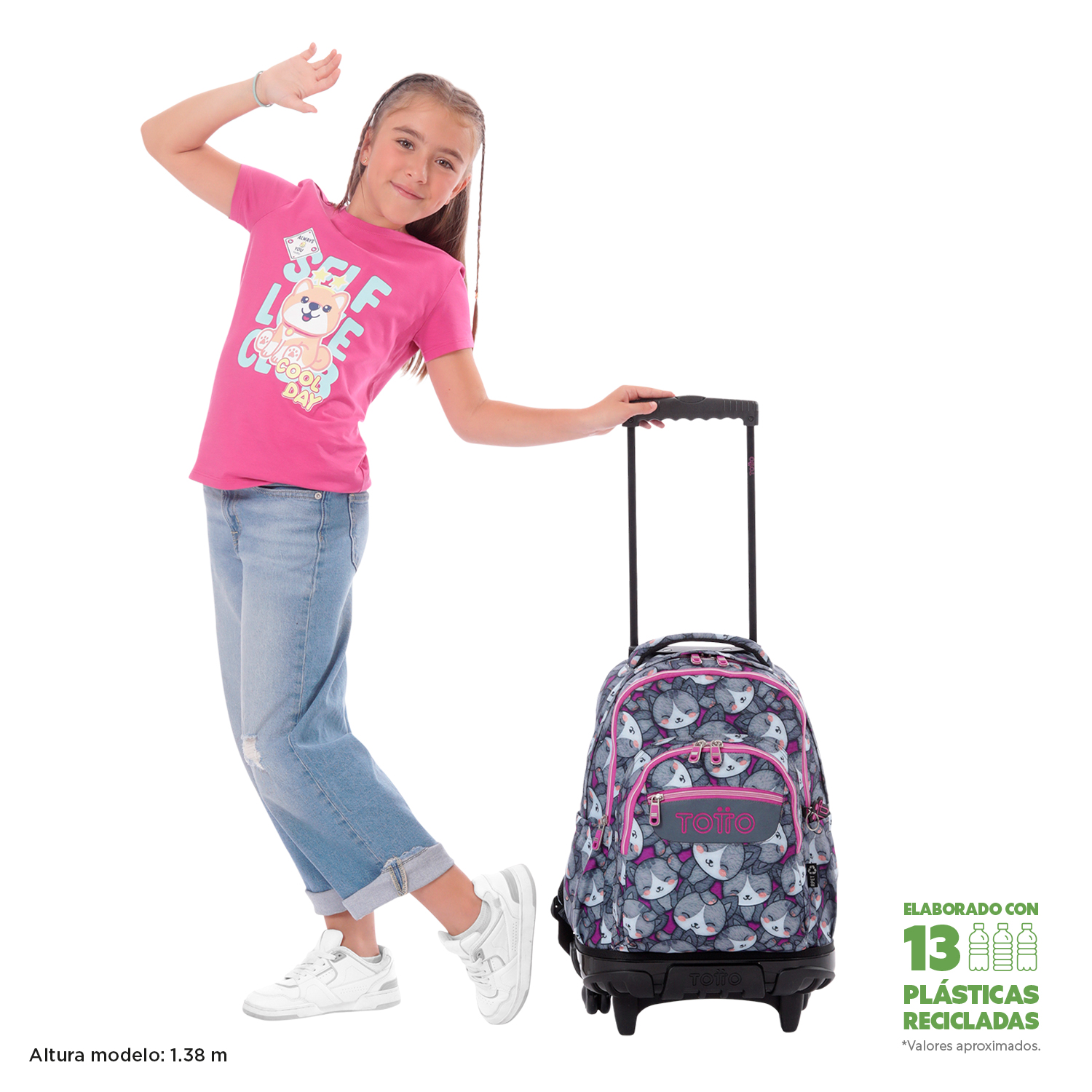 MOCHILA C/RODAS ESCOLAR TOTTO 8 A 12 ANOS RENGLONES 7YI ( Imagem 2 de 4 ) - Preview