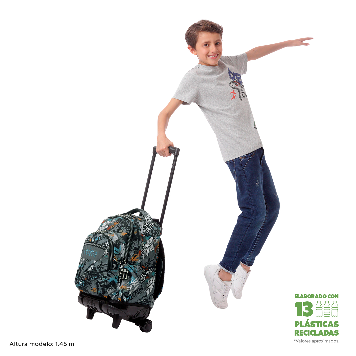 MOCHILA C/RODAS ESCOLAR TOTTO 8 A 12 ANOS RENGLONES 7YL ( Imagem 2 de 4 ) - Preview