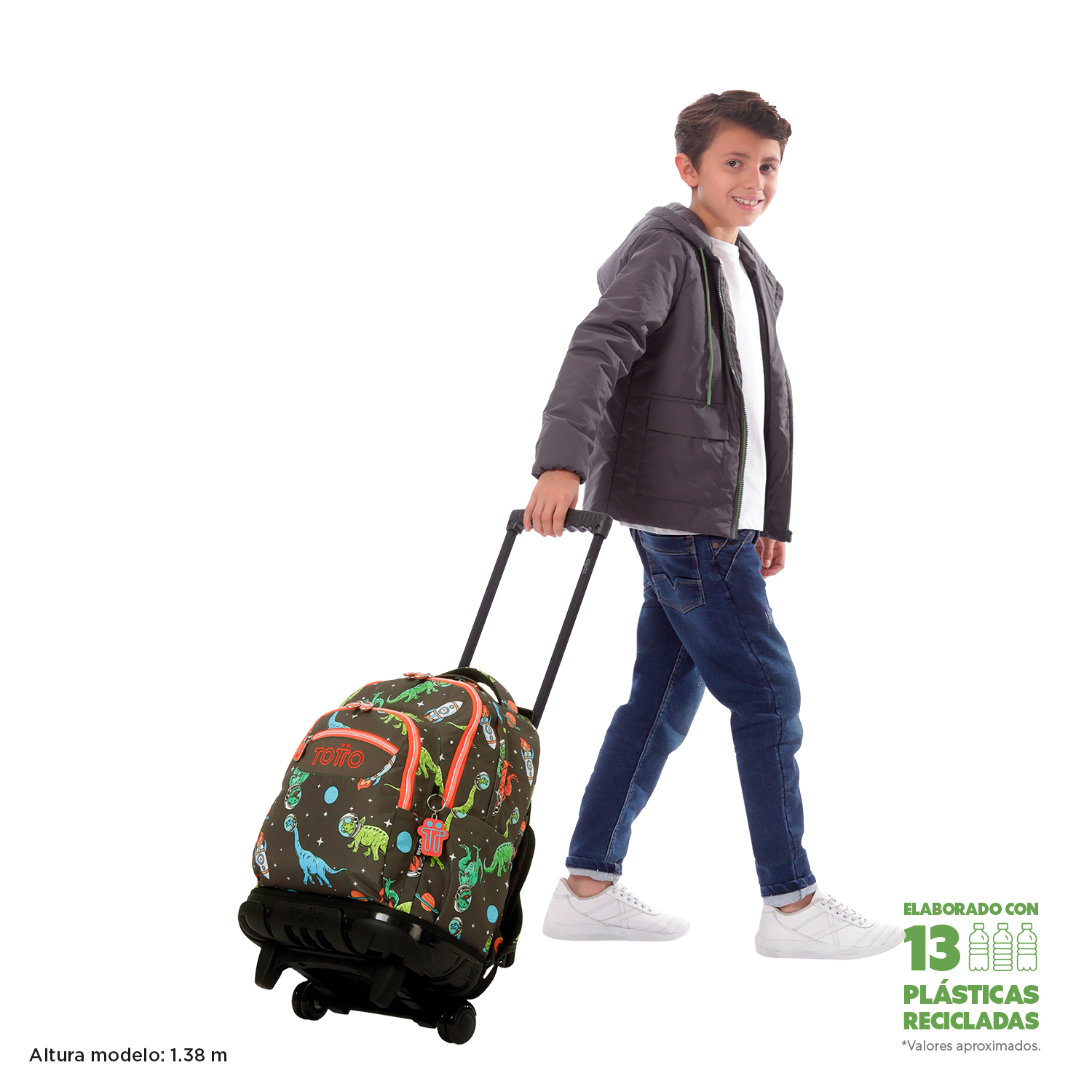 MOCHILA C/RODAS ESCOLAR TOTTO RENGLONES 1WE  45,5 x 32 x 18 cm ( Imagem 2 de 4 ) - Preview