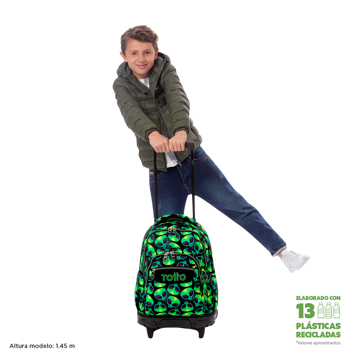 MOCHILA C/RODAS ESCOLAR TOTTO 8 A 12 ANOS RENGLONES 6DS ( Imagem 2 de 4 ) - Preview