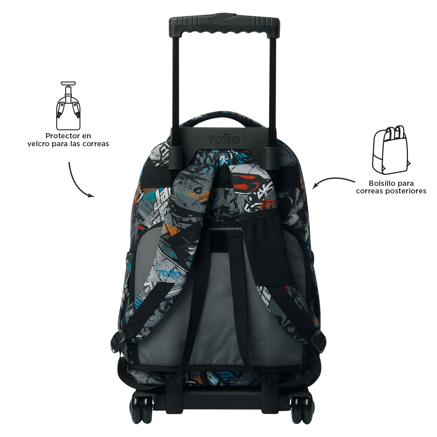 MOCHILA C/RODAS ESCOLAR TOTTO 8 A 12 ANOS RENGLONES 7YL ( Imagem 4 de 4 ) - Preview