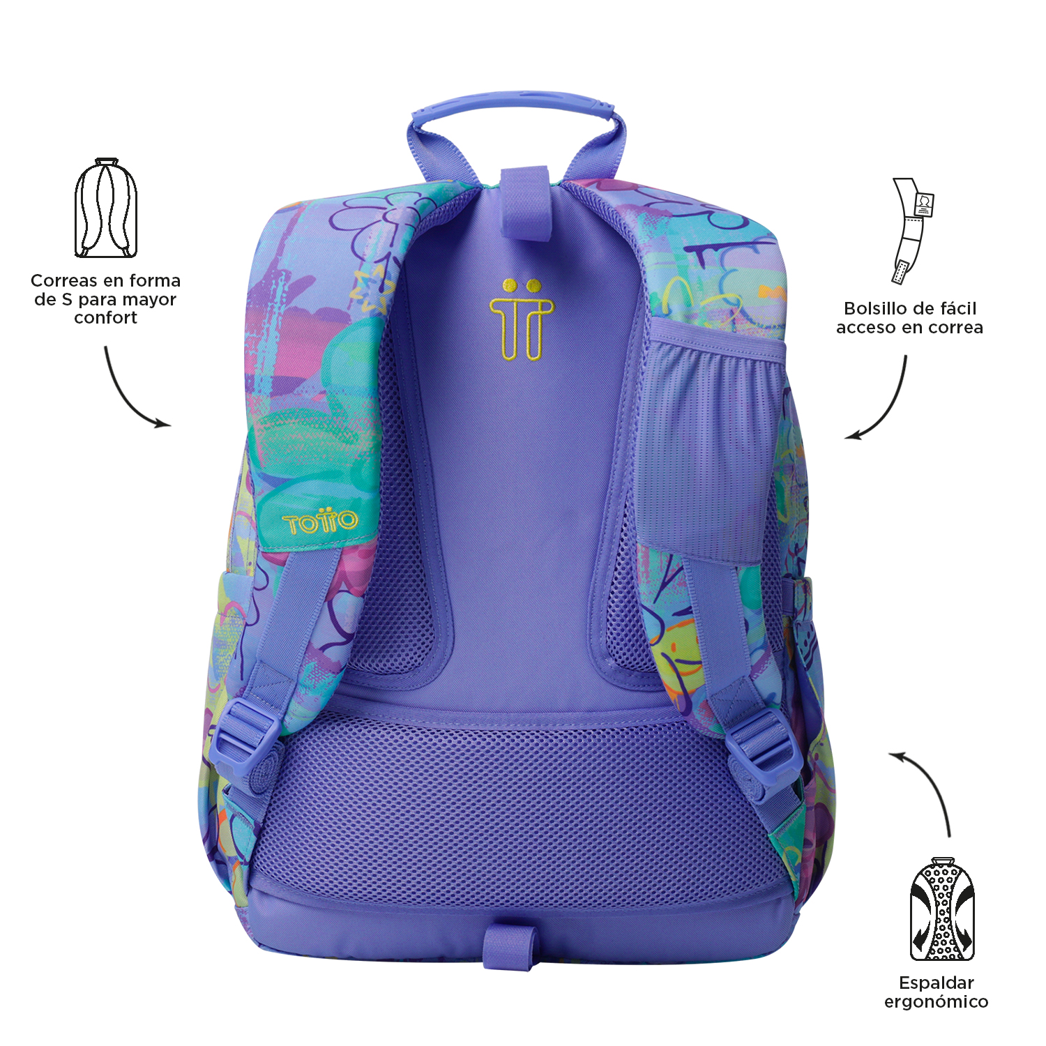 TOTTO SCHOOL BACKPACK 8 TO 12 YEARS OLD ACUARELES 5Q8 ( Imagem 4 de 4 ) - Preview