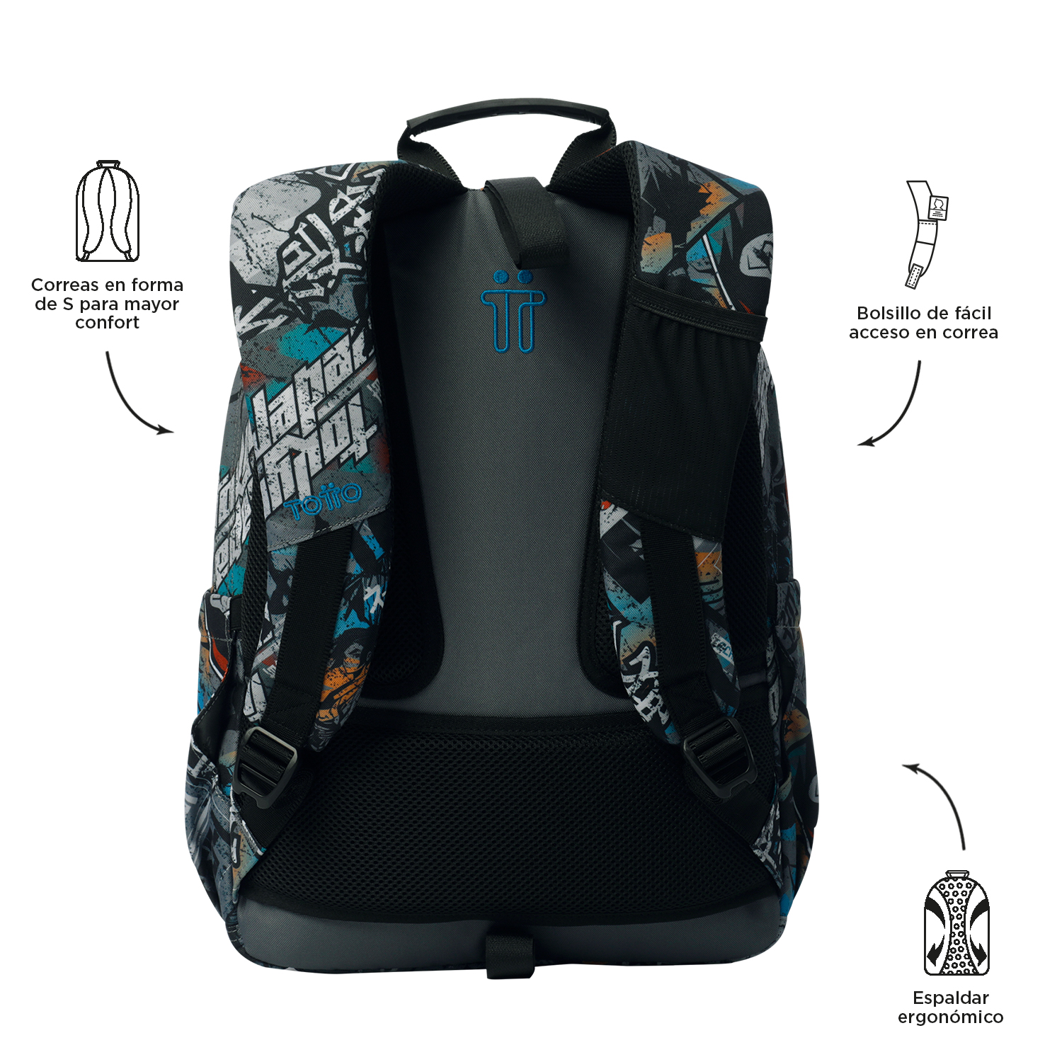 MOCHILA ESCOLAR TOTTO 8 A 12 ANOS ACUARELES 7YL ( Imagem 4 de 4 ) - Preview