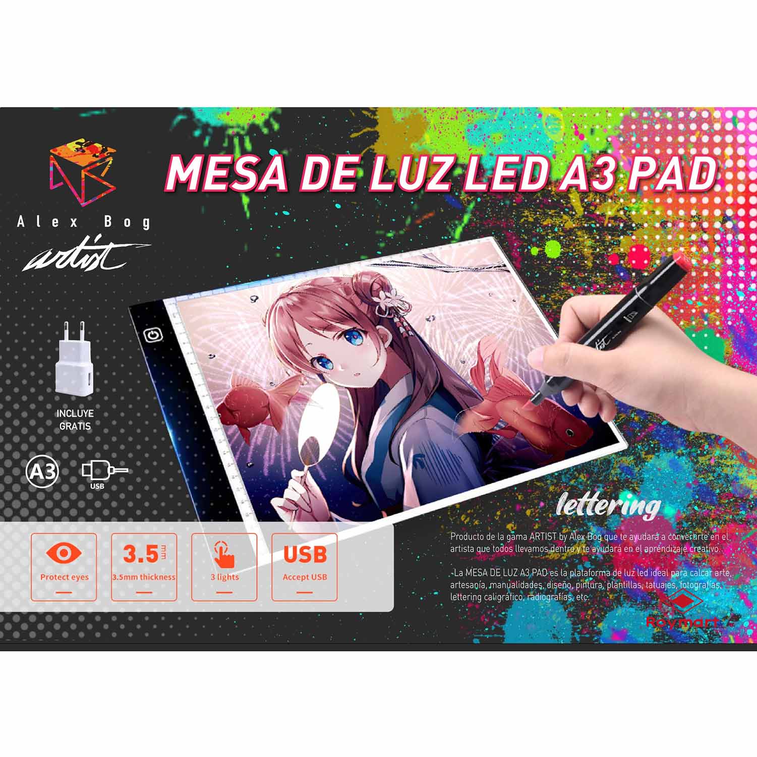 Mesa De Luz Led A3 Pad Roymart Artist By Alex Bog Ab-0333 ( Imagem 2 de 4 ) - Preview