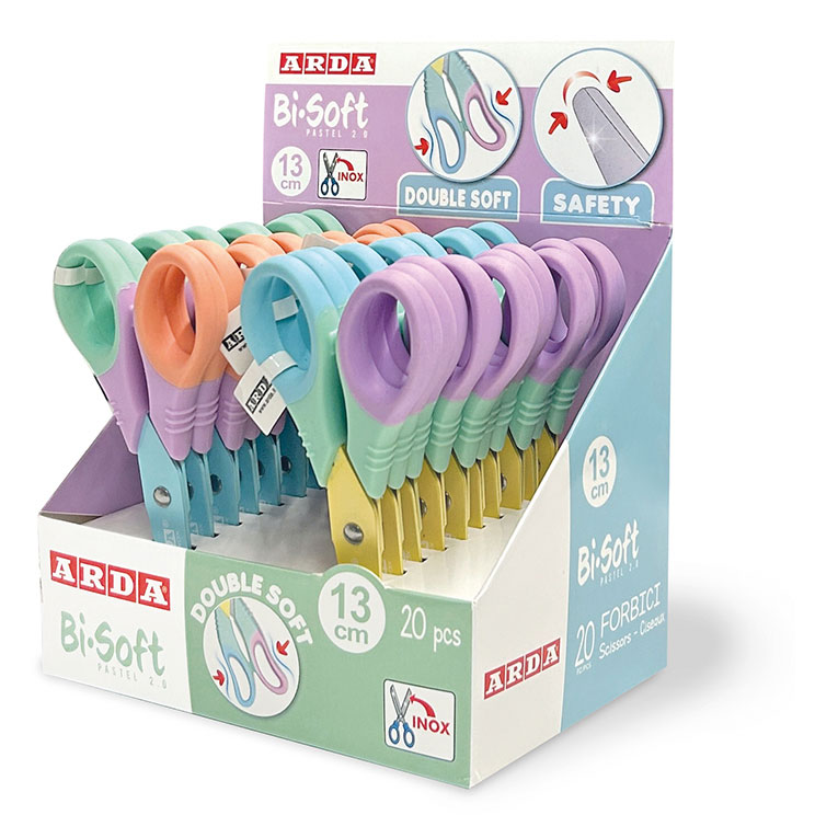 Tesoura Escolar 13Cm Redonda Arda Bi-Soft Pastel Bicolor 2.0 Sortido Fb1316Sf ( Imagem 2 de 2 ) - Preview