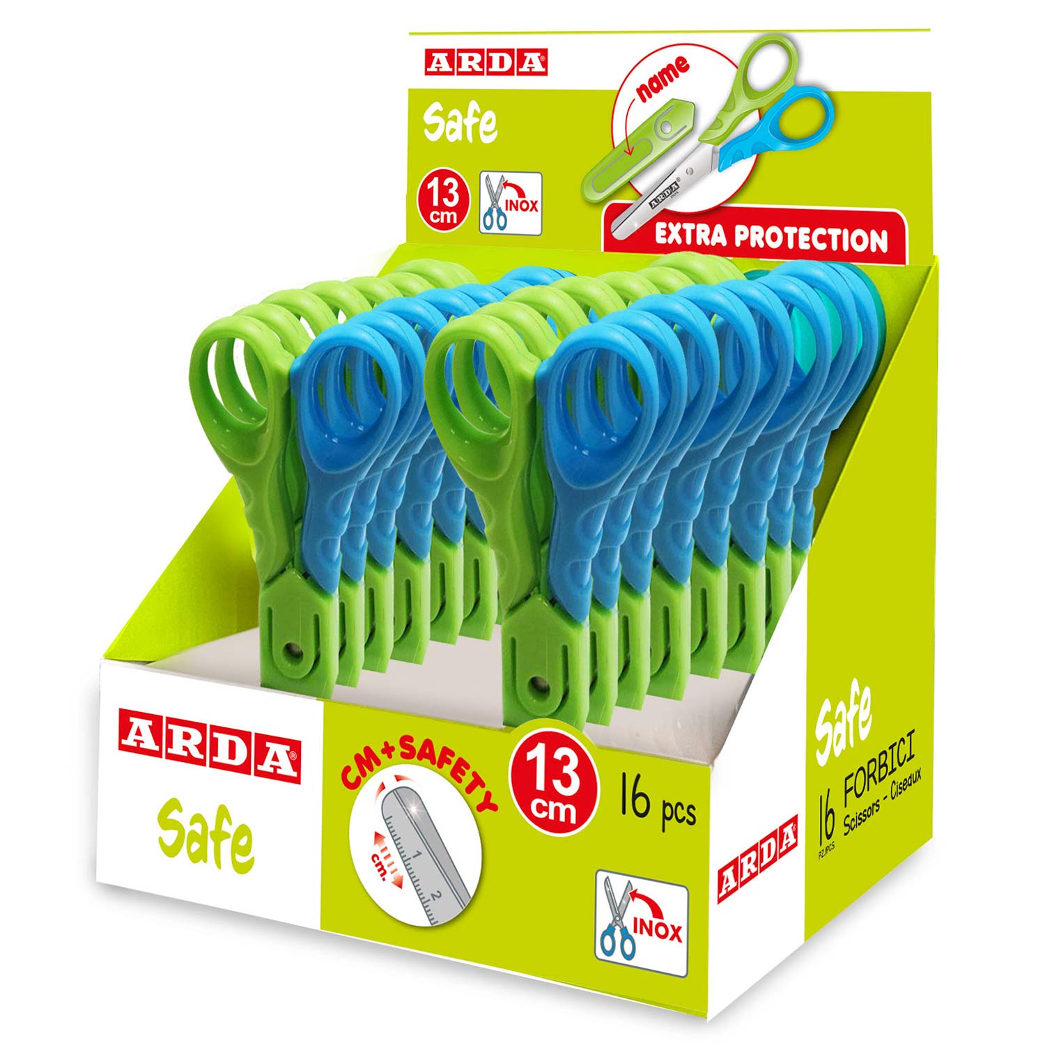 School Scissors 13 cm Round with Protective Cover Arda Safe ( Imagem 2 de 2 ) - Preview
