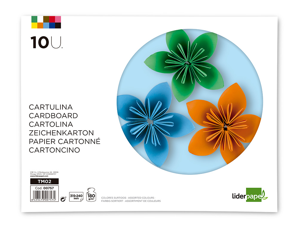 Bloco trabalhos manuais liderpapel cartolina 240x315mm 10 folhas cores sortidas ( Imagem 2 de 10 ) - Preview