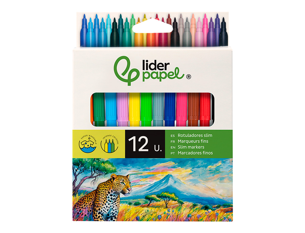 Marcador liderpapel feltro slim caixa 12 cores ( Imagem 2 de 23 ) - Preview
