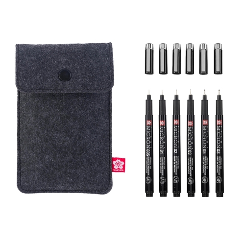 Set 6 Marcadores Sakura Pigma Micron Black Edition ( Imagem 2 de 2 ) - Preview
