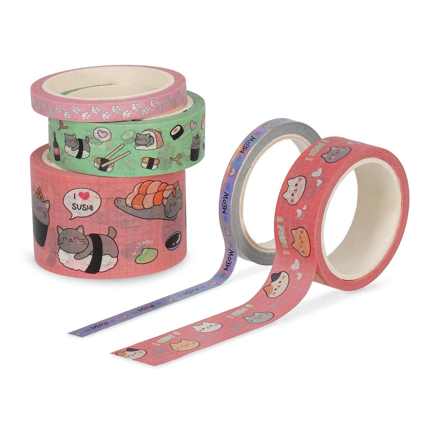 Fita Decorativa Washi Tape Legami Tape By Tape Kitty (5 Un) Tap0009 ( Imagem 2 de 2 ) - Preview